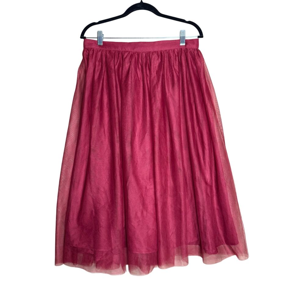 Unique Vintage Magnolia Place Burgundy Tulle Skirt XL NWOT